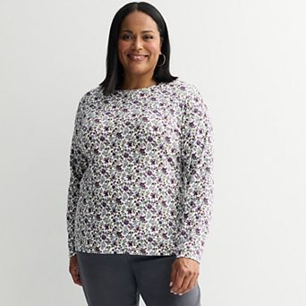 Plus Size Croft & Barrow® Essential Crewneck Long Sleeve Tee