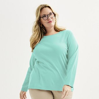 Plus Size Croft & Barrow® Essential Crewneck Long Sleeve Tee