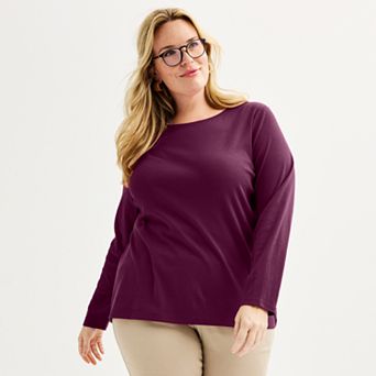Plus Size Croft & Barrow® Essential Crewneck Long Sleeve Tee