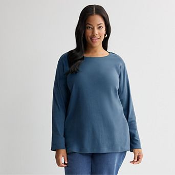 Plus Size Croft & Barrow® Essential Crewneck Long Sleeve Tee