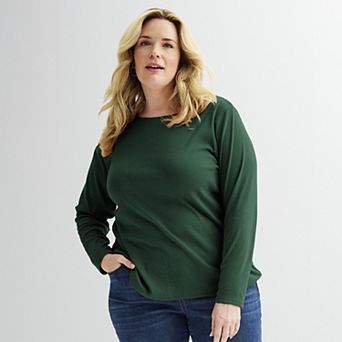 Plus Size Croft & Barrow® Essential Crewneck Long Sleeve Tee