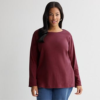 Plus Size Croft & Barrow® Essential Crewneck Long Sleeve Tee