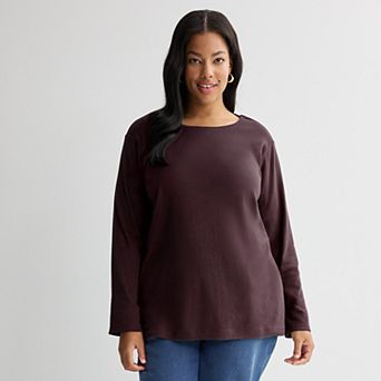 Plus Size Croft & Barrow® Essential Crewneck Long Sleeve Tee