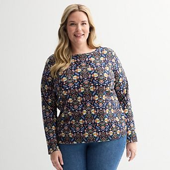 Plus Size Croft & Barrow® Essential Crewneck Long Sleeve Tee