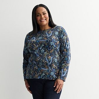 Plus Size Croft & Barrow® Essential Crewneck Long Sleeve Tee