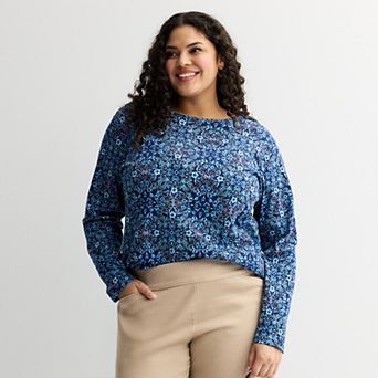 Plus Size Croft & Barrow® Essential Crewneck Long Sleeve Tee