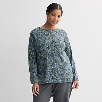 Plus Size Croft & Barrow® Essential Crewneck Long Sleeve Tee