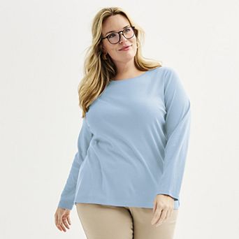 Plus Size Croft & Barrow® Essential Crewneck Long Sleeve Tee
