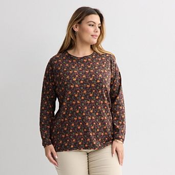Plus Size Croft & Barrow® Essential Crewneck Long Sleeve Tee