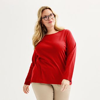 Plus Size Croft & Barrow® Essential Crewneck Long Sleeve Tee