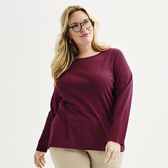 Plus Size Croft & Barrow® Essential Crewneck Long Sleeve Tee
