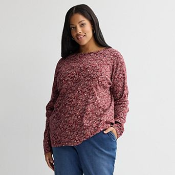Plus Size Croft & Barrow® Essential Crewneck Long Sleeve Tee