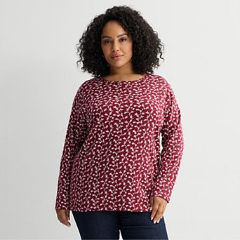 Plus Size Croft & Barrow® Essential Crewneck Long Sleeve Tee