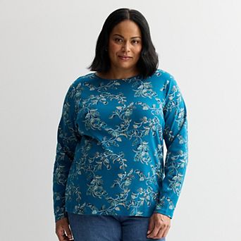 Plus Size Croft & Barrow® Essential Crewneck Long Sleeve Tee