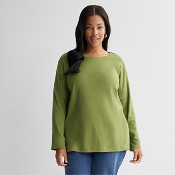 Plus Size Croft & Barrow® Essential Crewneck Long Sleeve Tee