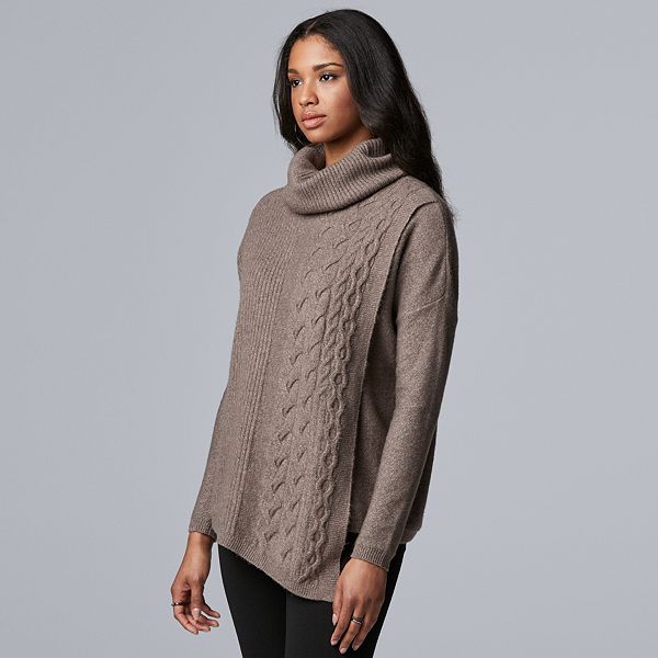 Women's Simply Vera Vera Wang Asymmetrical Cowlneck Poncho Sweater