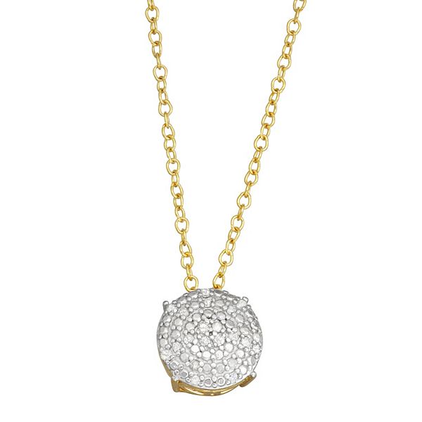 14k Gold Over Silver 1/10 ct. T.W. Diamond Disc Necklace