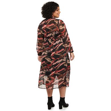 Plus Size EVRI™ Fit & Flair Midi Dress with Bow Neck