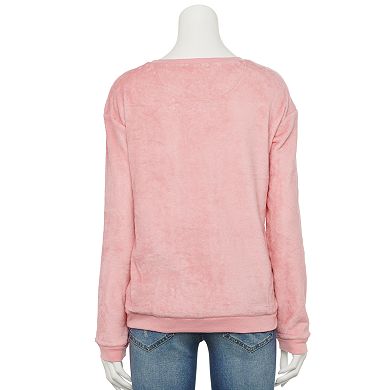 Juniors' Meowy Catmas Fuzzy Graphic Sweatshirt