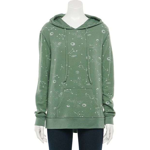 Juniors' Allover Constellations Print Hacci Tunic Hoodie