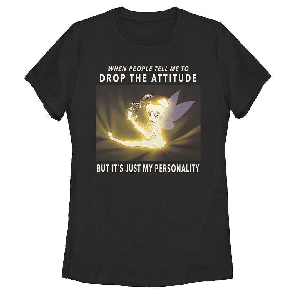 Juniors' Disney Peter Pan Tinkerbell It's Just My Personality Meme Tee, Girl's, Size: XXL, Black, image size:1000x1000