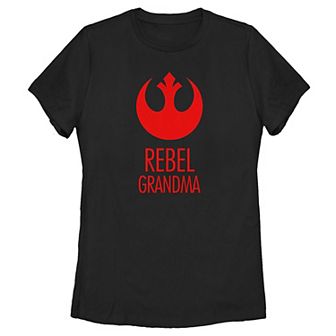 Juniors' Star Wars Rebel Grandma Rebel Logo Tee