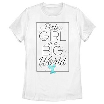 Disney's Peter Pan Tinkerbell Pixie Girl Big World Poster Juniors' Tee