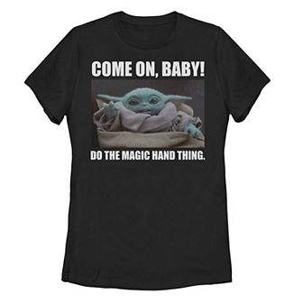 Juniors' Star Wars The Mandalorian The Child aka Baby Yoda Do The Magic Hand Thing Tee