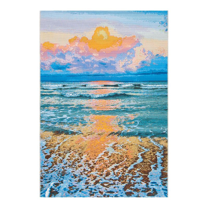 Safavieh Barbados Clara Indoor Outdoor Rug, Gold, 5X7.5 Ft