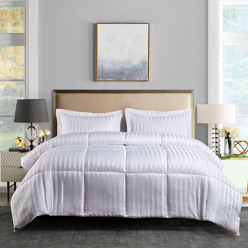 46178964 Kathy Ireland Damask Stripe Comforter Set, White,  sku 46178964