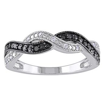 Stella Grace Sterling Silver 1/10 Carat T.W. Black & White Diamond Infinity Ring