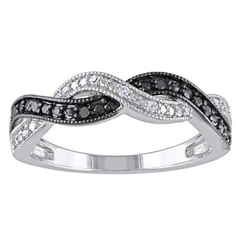 Stella Grace Sterling Silver 1/10 Carat T.W. Black & White Diamond Infinity Ring