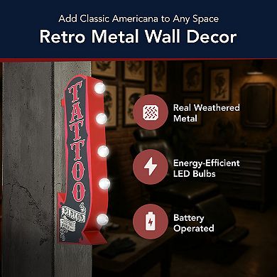 American Art Décor Tattoo Parlor LED Marquee Arrow Wall Decor