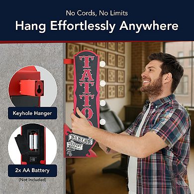 American Art Décor Tattoo Parlor LED Marquee Arrow Wall Decor