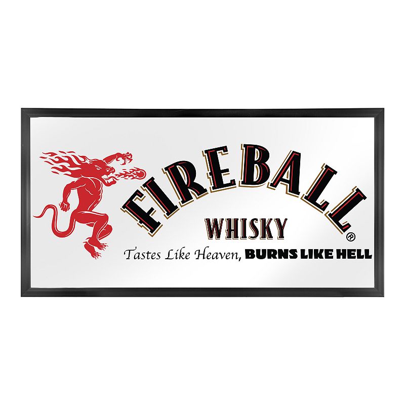 Fireball Whisky Rectangular Mirror Wall Decor, Red