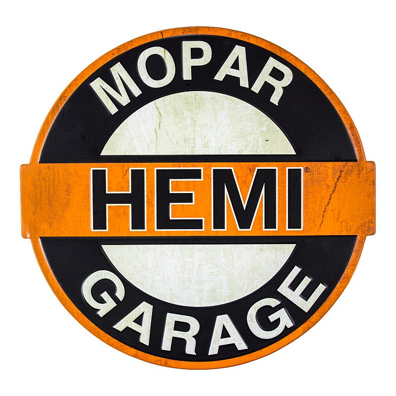 Mopar Hemi Garage Embossed Wall Decor, Orange