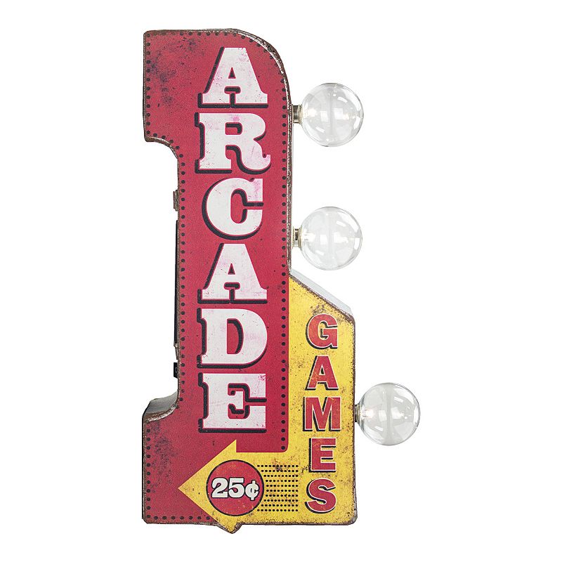 Arcade Games LED Marquee Arrow Wall Decor, Red