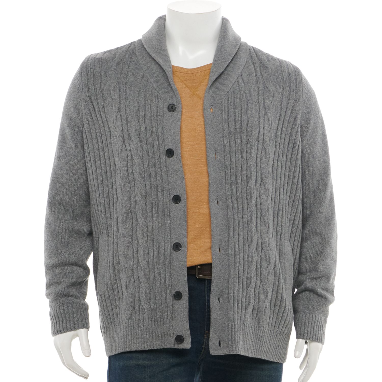 men's big and tall cable knit sweater