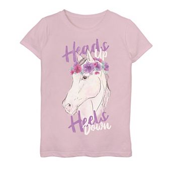Girls 7-16 Fifth Sun Heads UP Heels Down Horse Graphic Tee