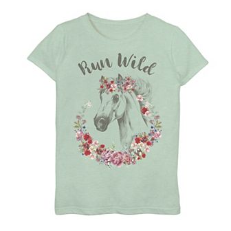 Girls 7-16 Fifth Sun Run Wild Floral Horse Graphic Tee
