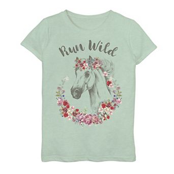 Girls 7-16 Fifth Sun Run Wild Floral Horse Graphic Tee