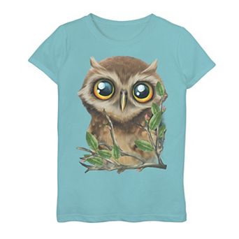 Girls 7-16 Cute Owl Face On A Branch Graphic Tee