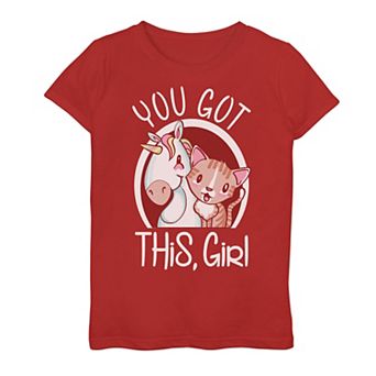 Girls 7-16 You Got This Girl Cat And Unicorn Graphic Tee