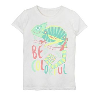 Girls 7-16 Be Colorful Chameleon Drawing Graphic Tee