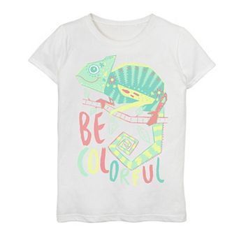 Girls 7-16 Be Colorful Chameleon Drawing Graphic Tee