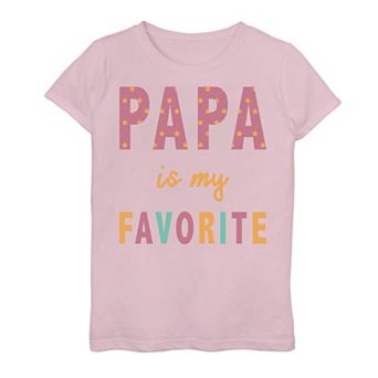 Girls 7-16 Papa Is My Favorite Crafts Style Design Graphic Tee