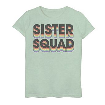 Girls 7-16 Sister Squad Rainbow Dropshadow Graphic Tee