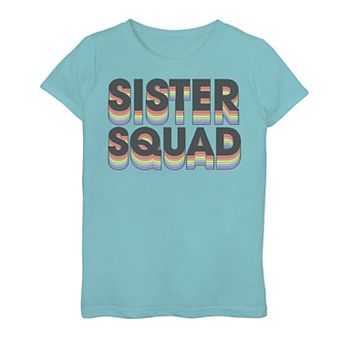 Girls 7-16 Sister Squad Rainbow Dropshadow Graphic Tee