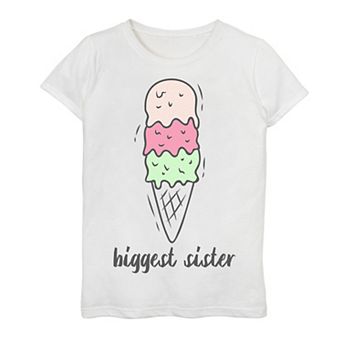 Girls 7-16 Biggest Sister Tripe Ice Cream Scoop Sketch Graphic Tee