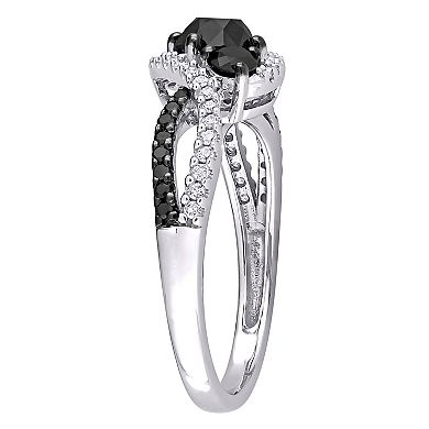 Stella Grace 10k White Gold 1 Carat T.W. Black & White Diamond 3-Stone Ring